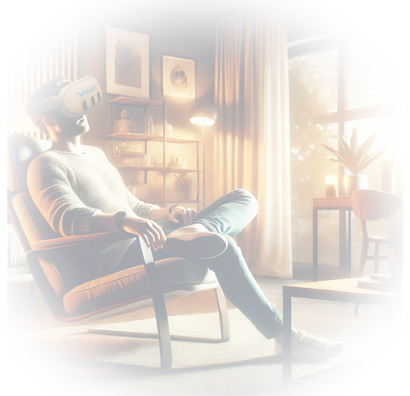 VMAX® Portal imagery of a character in a three-dimensional cinematic interior